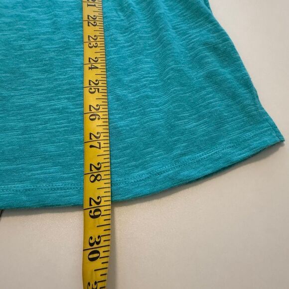 NEW Soft Surroundings Erin Tunic Top Teal Blue Linen Blend Ruffle Sleeve Top SzM - Picture 9 of 15